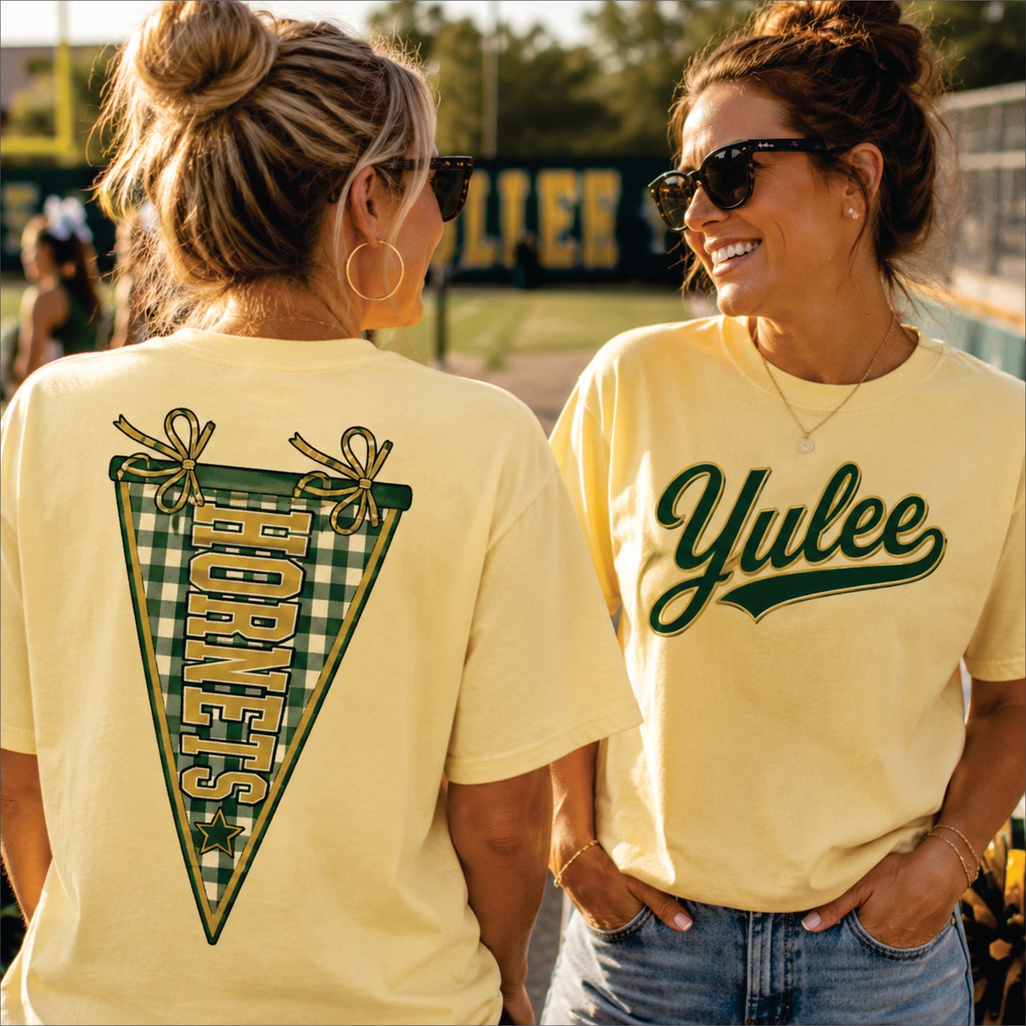 Gingham Pennant Yulee Hornets Short Sleeve TShirt