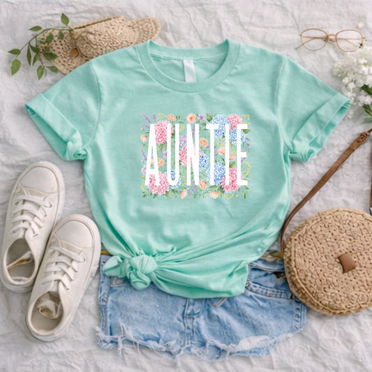 Auntie Hydrangea and Roses Short Sleeve TShirt