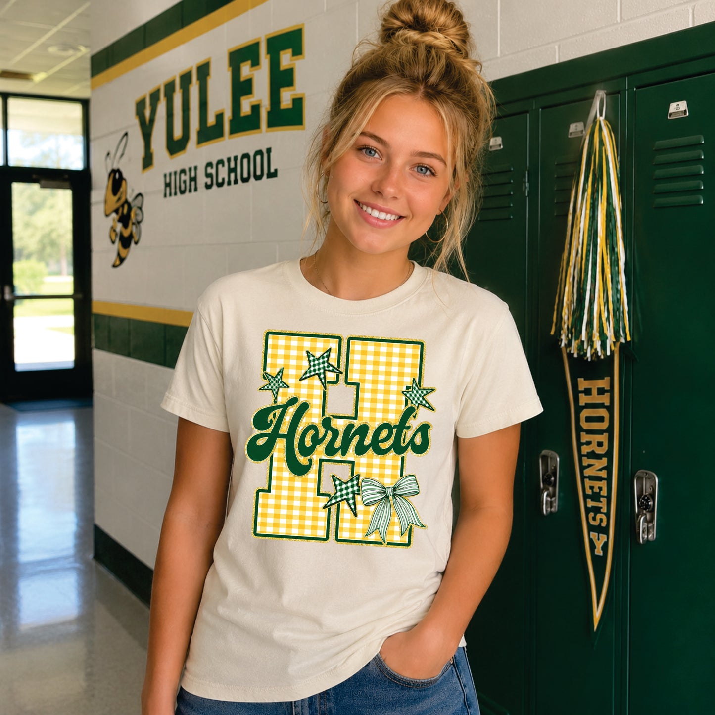 Gingham H Hornets Short Sleeve TShirt