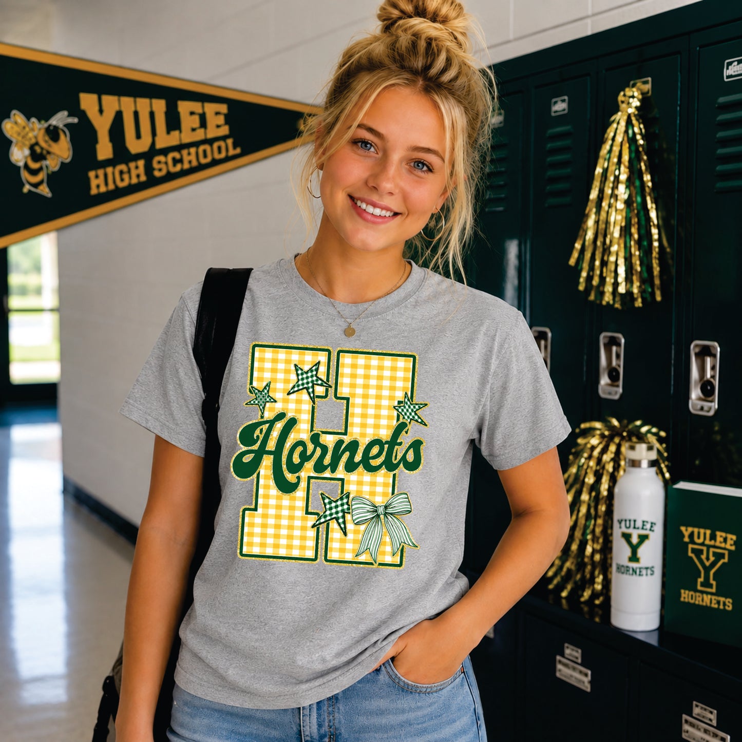 Gingham H Hornets Short Sleeve TShirt
