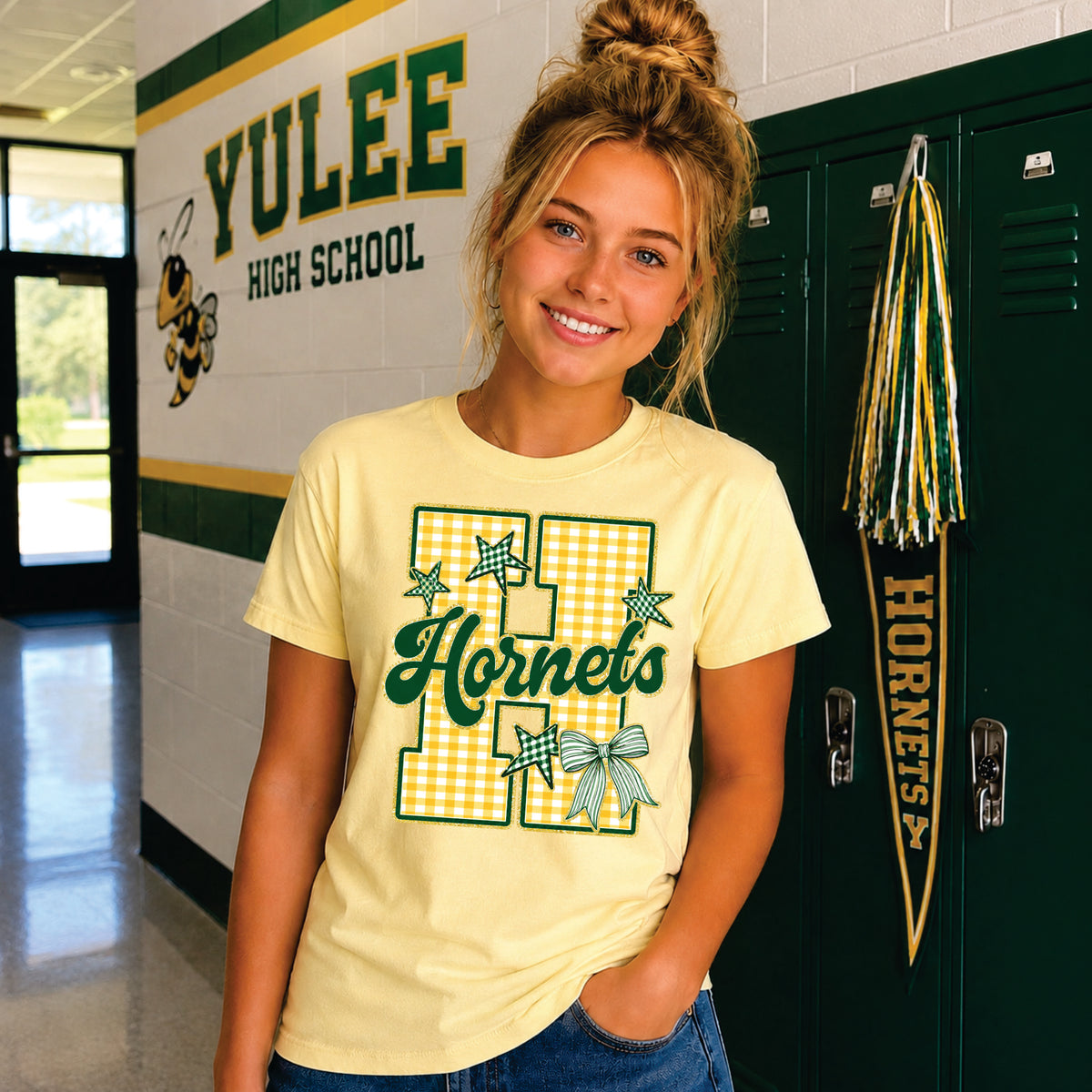 Gingham H Hornets Short Sleeve TShirt