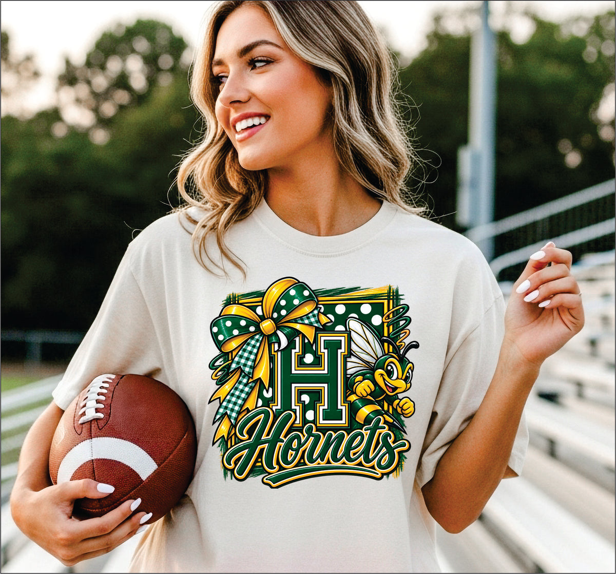 Big H with Bow and Hornet Short Sleeve TShirt