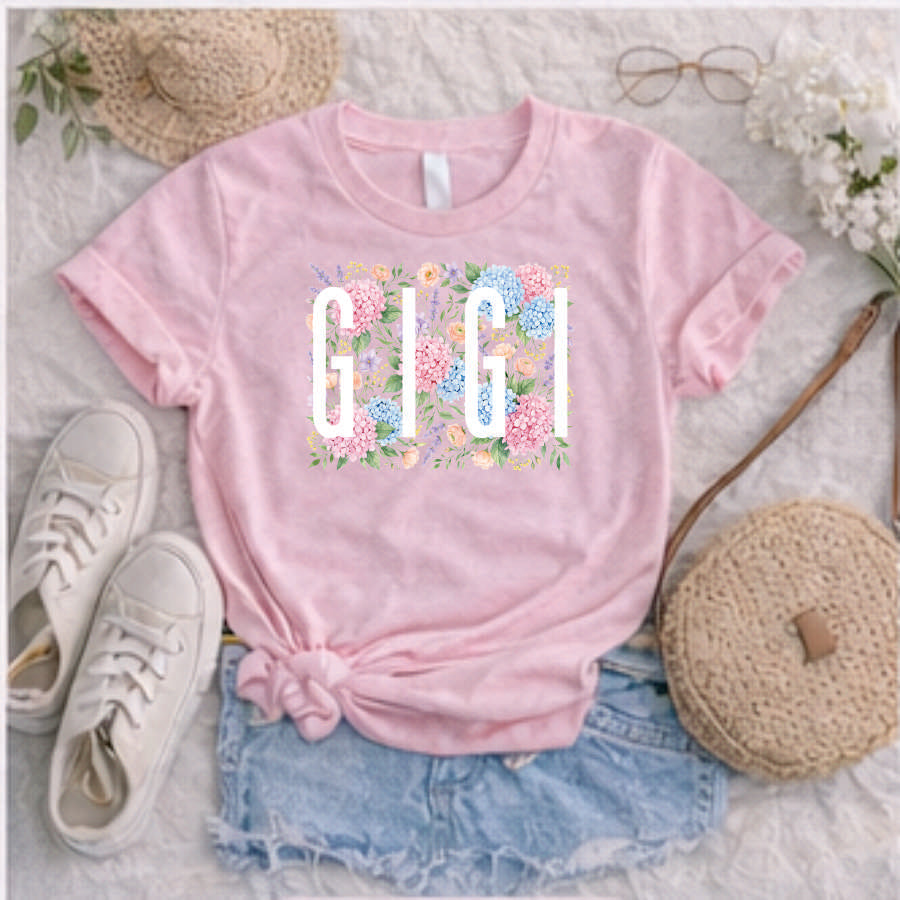 Gigi Hydrangea and Roses Short Sleeve TShirt