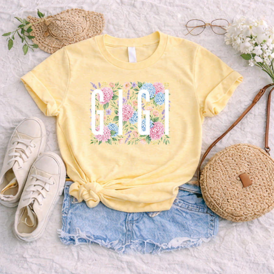 Gigi Hydrangea and Roses Short Sleeve TShirt