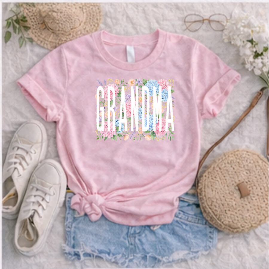 Grandma Hydrangea and Roses Short Sleeve TShirt