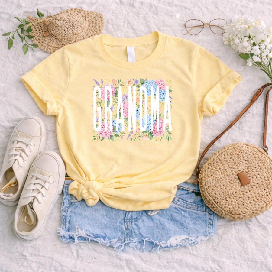 Grandma Hydrangea and Roses Short Sleeve TShirt