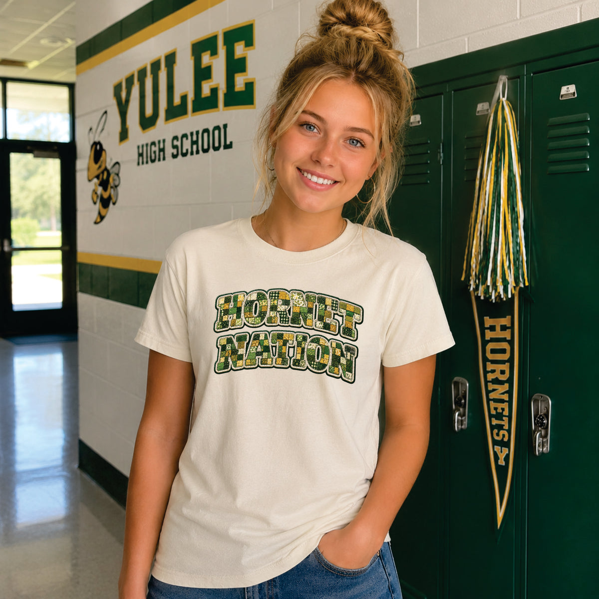 Hornet Nation Patchwork Short Sleeve TShirt