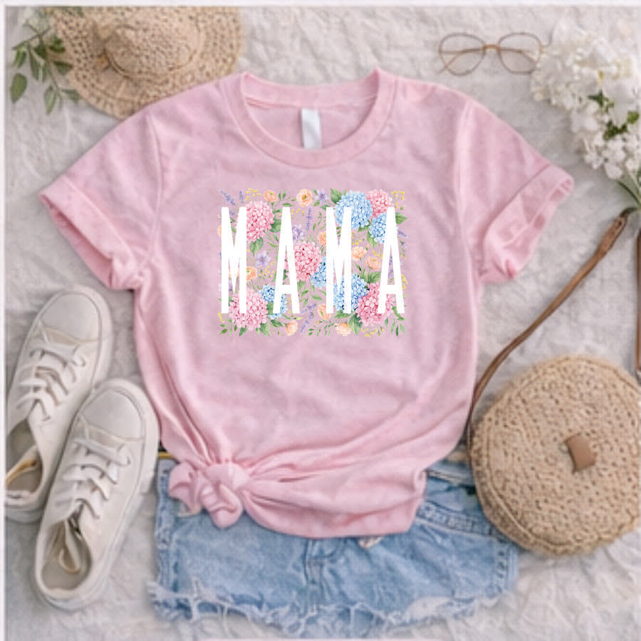 Mama Hydrangea and Roses Short Sleeve TShirt