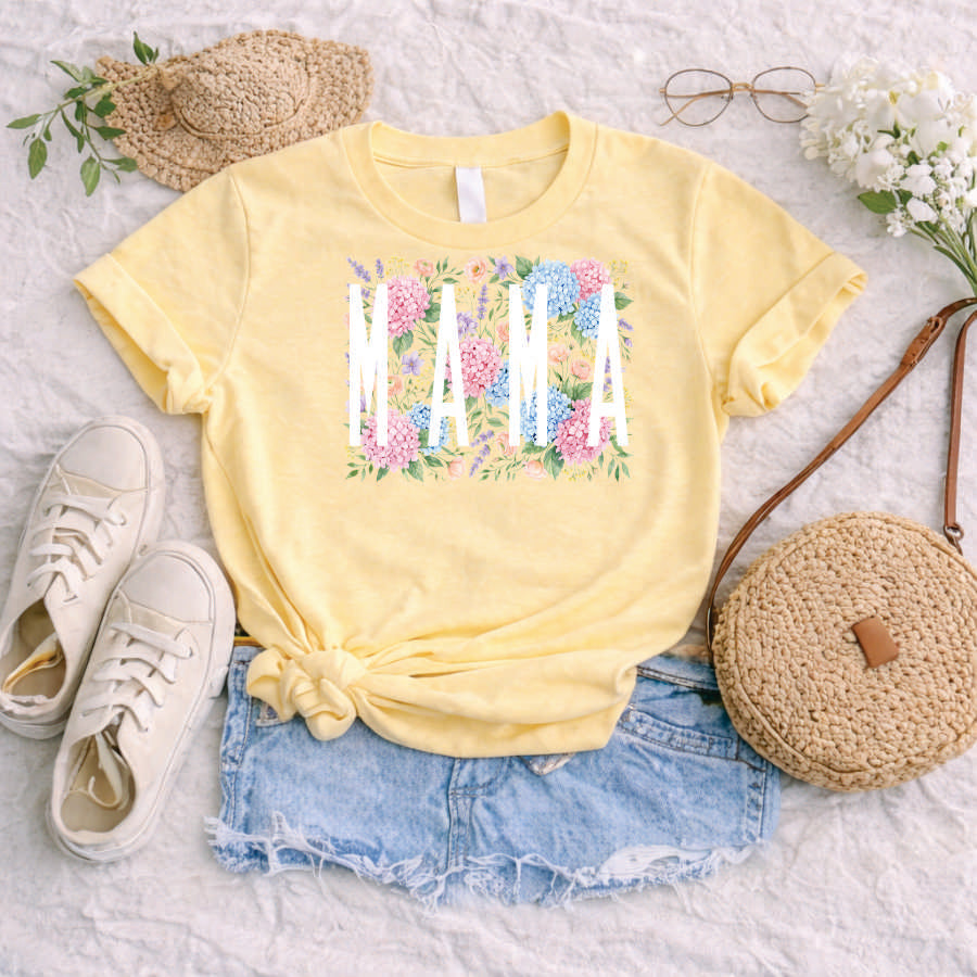 Mama Hydrangea and Roses Short Sleeve TShirt