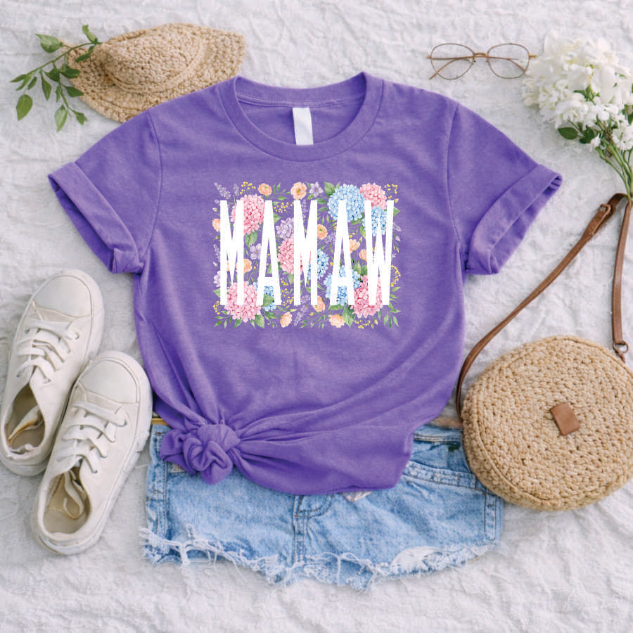 Mamaw Hydrangea and Roses Short Sleeve TShirt