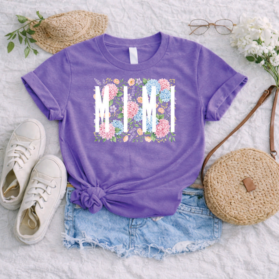 Mimi Hydrangea and Roses Short Sleeve TShirt