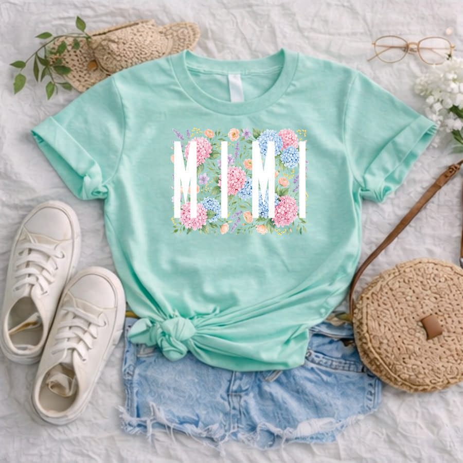 Mimi Hydrangea and Roses Short Sleeve TShirt
