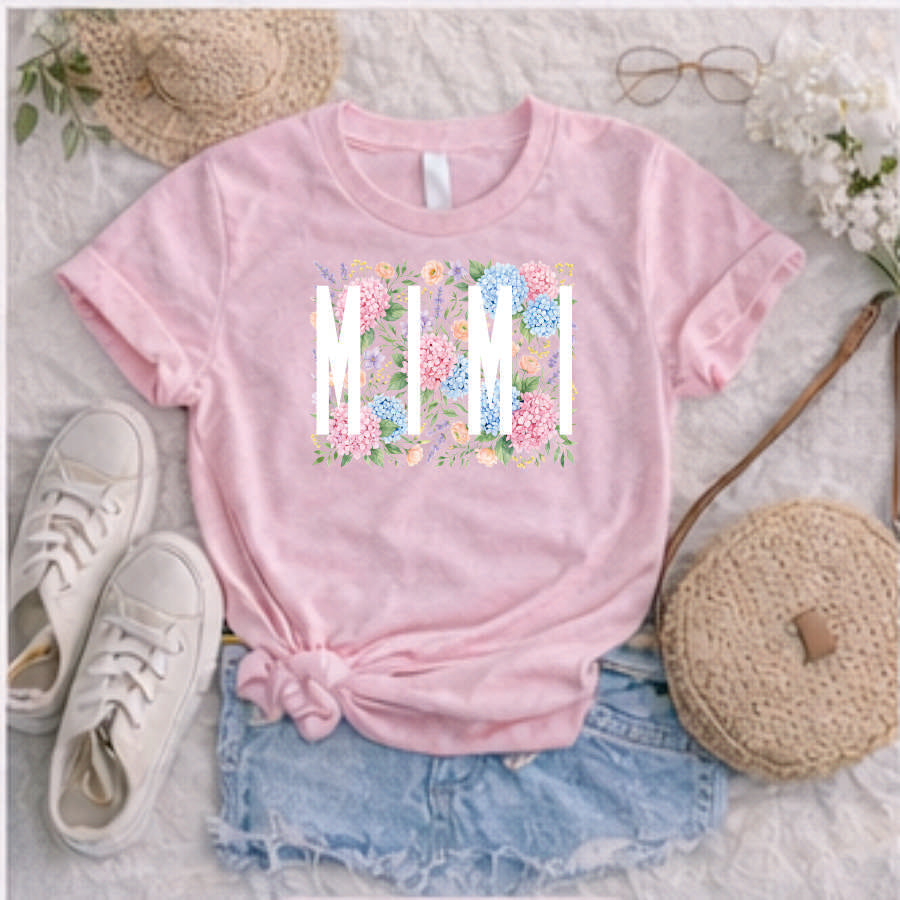 Mimi Hydrangea and Roses Short Sleeve TShirt