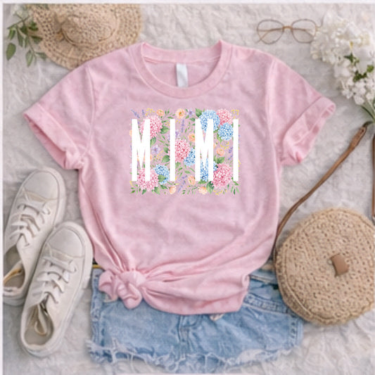 Mimi Hydrangea and Roses Short Sleeve TShirt