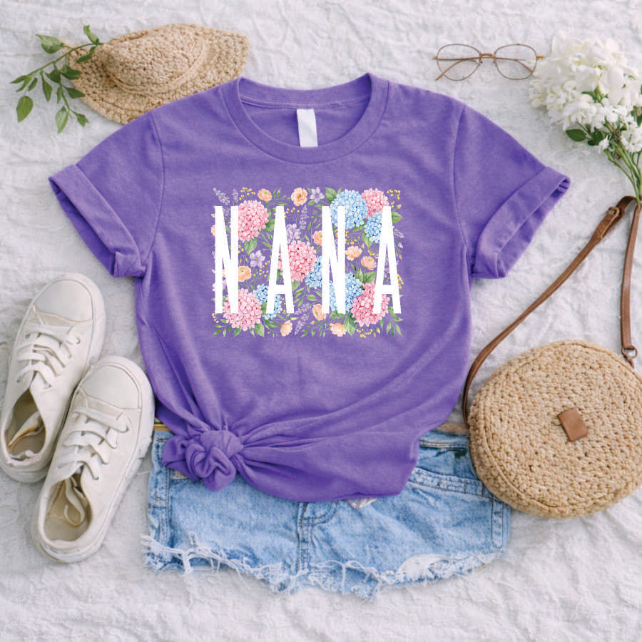 Nana Hydrangea and Roses Short Sleeve TShirt