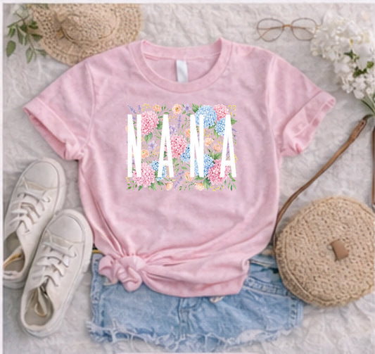 Nana Hydrangea and Roses Short Sleeve TShirt