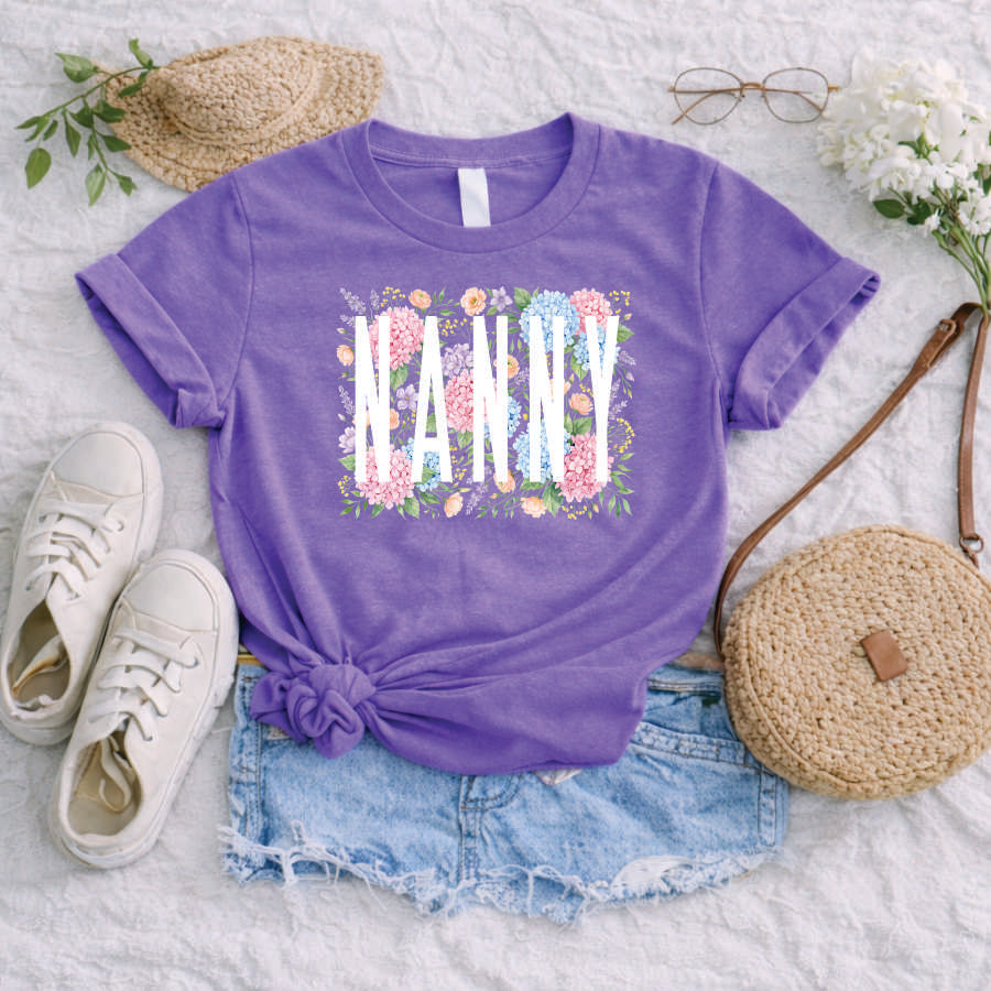 Nanny Hydrangea and Roses Short Sleeve TShirt