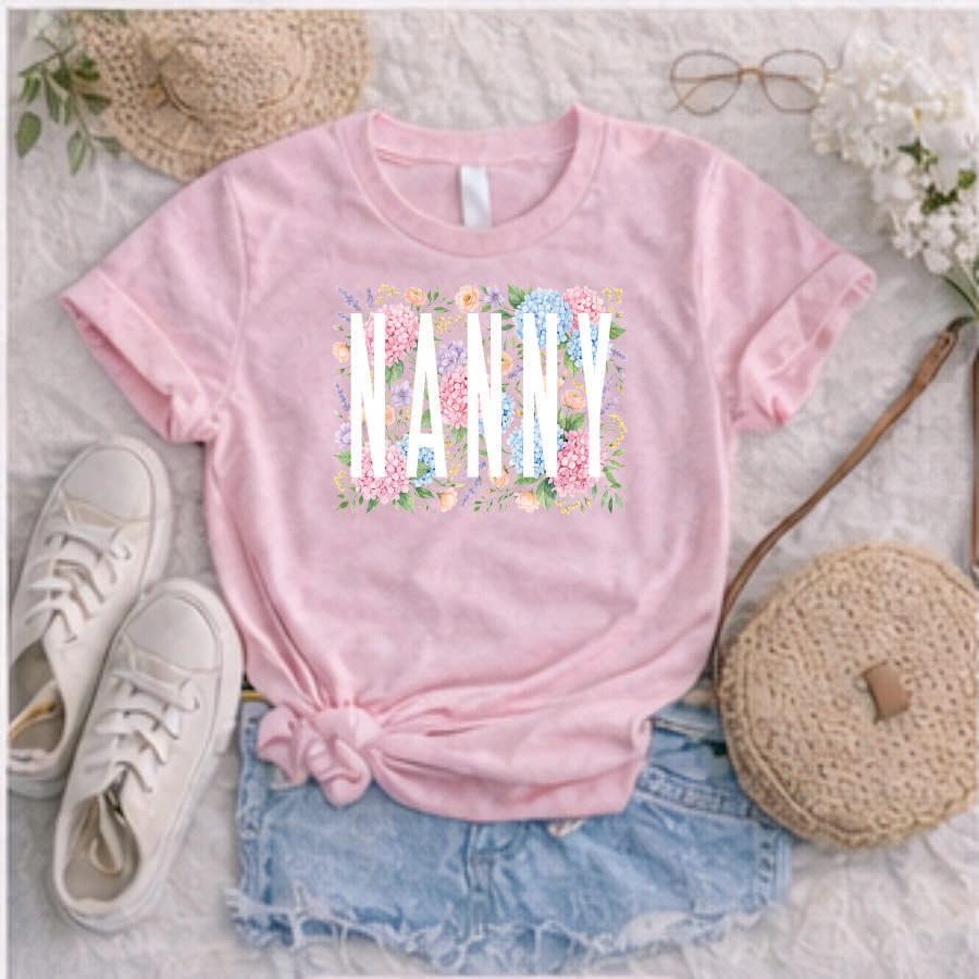 Nanny Hydrangea and Roses Short Sleeve TShirt